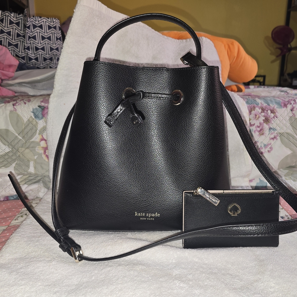 Kate Spade Black Leather Bucket Bag